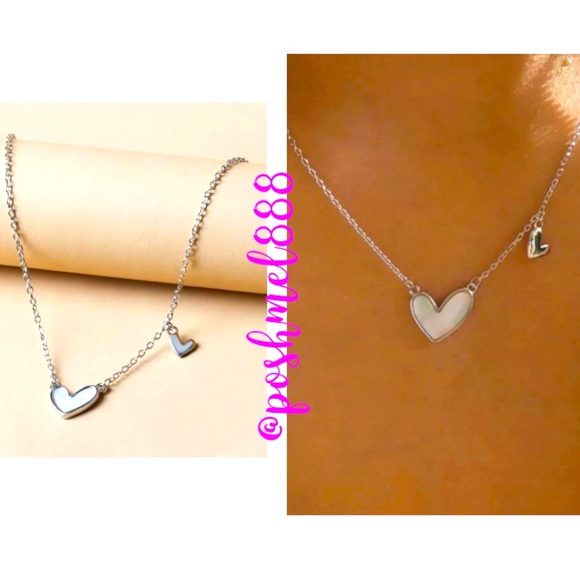 Ultra Dainty Delicate Valentine Enamel Hearts💕Necklace White & Silver - Picture 2 of 5